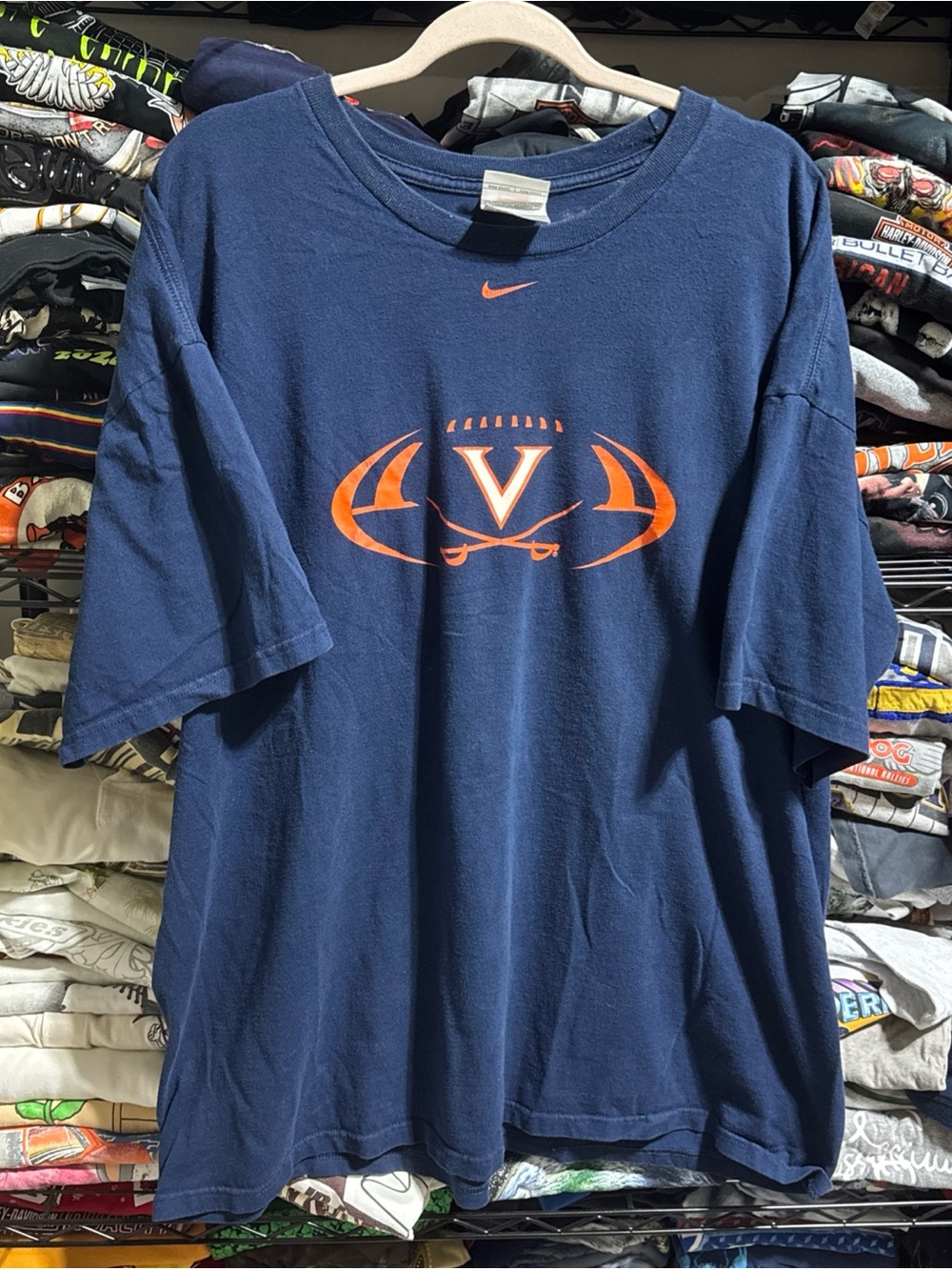 Vintage 90s Nike Virginia Tech Football Center Swoosh Shirt Size Xxl